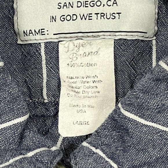 dyer brand san diego men's button up short sleeve shirt Sz Large - Picture 7 of 11